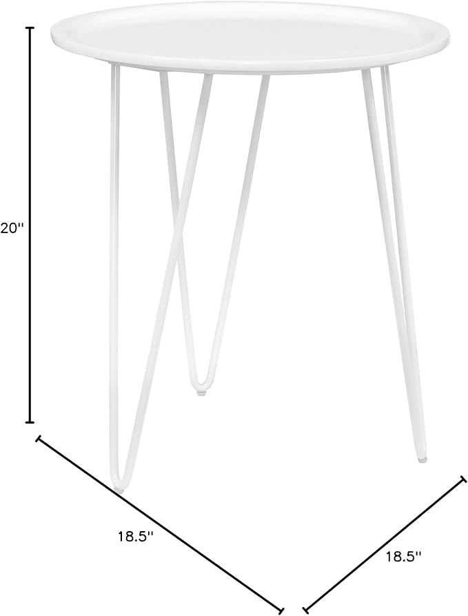 Modway Digress Mid-Century Round Side Table With Hairpin Legs in White