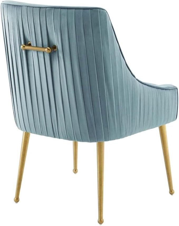 Modway Discern Pleated Back Upholstered Performance Velvet Dining Chair, Light Blue