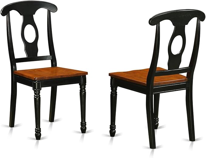 East West Furniture HLKE3-BCH-W 3 Piece Dining Room Furniture Set Contains a Round Dining Table with Pedestal and 2 Wood Seat Chairs, 42x42 Inch, Black & Cherry