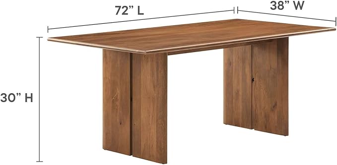 Modway Amistad 72" Solid Wood Modern Farmhouse Rectangular Dining Table in Walnut