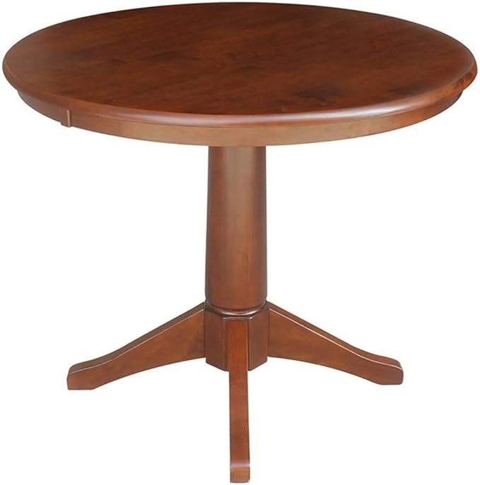 International Concepts 36" Round Top Pedestal Table-28.9" H Dining Table, Espresso