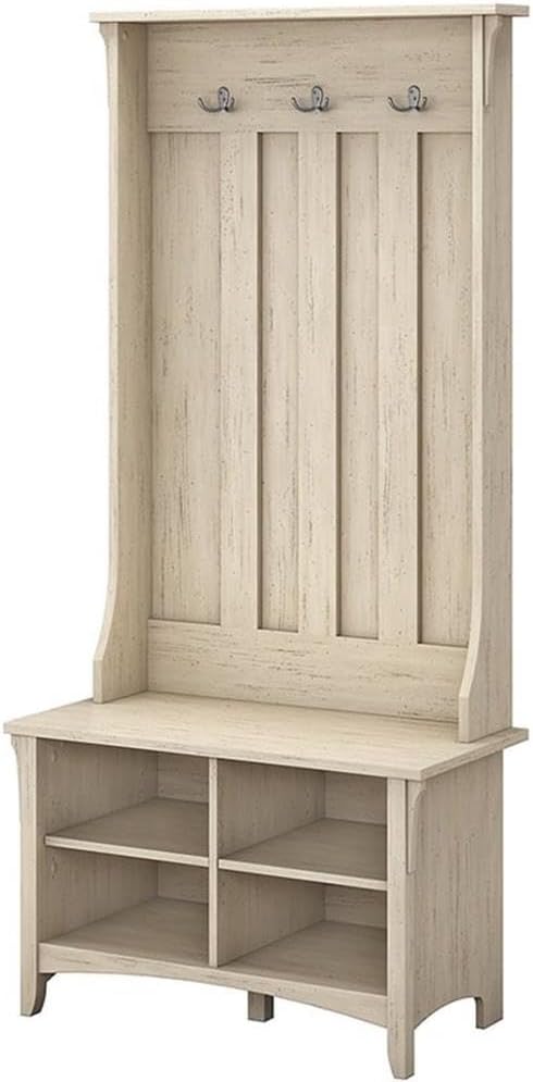 Bush Home Salinas Hall Tree with Storage Bench in Antique White