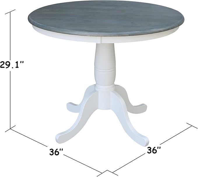 IC INTERNATIONAL CONCEPTS 36" Round Solid Wood Gray Table-Dining Height