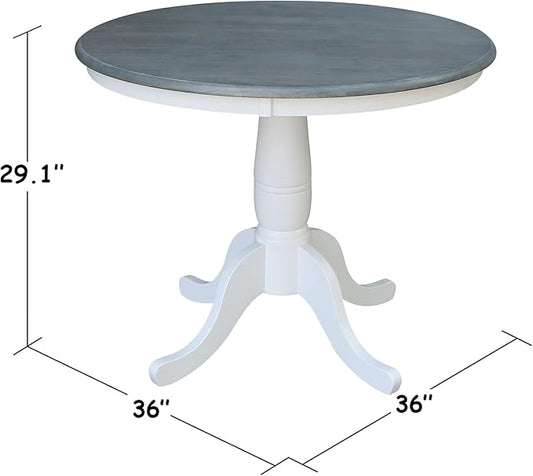 IC INTERNATIONAL CONCEPTS 36" Round Solid Wood Gray Table-Dining Height
