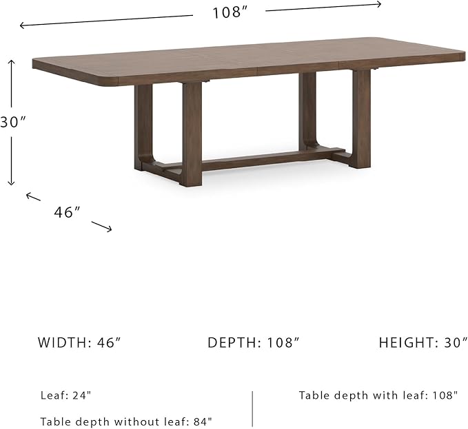 Signature Design by Ashley Cabalynn Farmhouse Dining Extension Table with 1 Removable Center Leaf, Light Brown