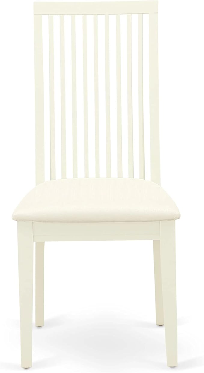 East West Furniture IPC-LWH-C Ipswich Dining Chairs - Linen Fabric Upholstered Wood Chairs, Set of 2, Linen White