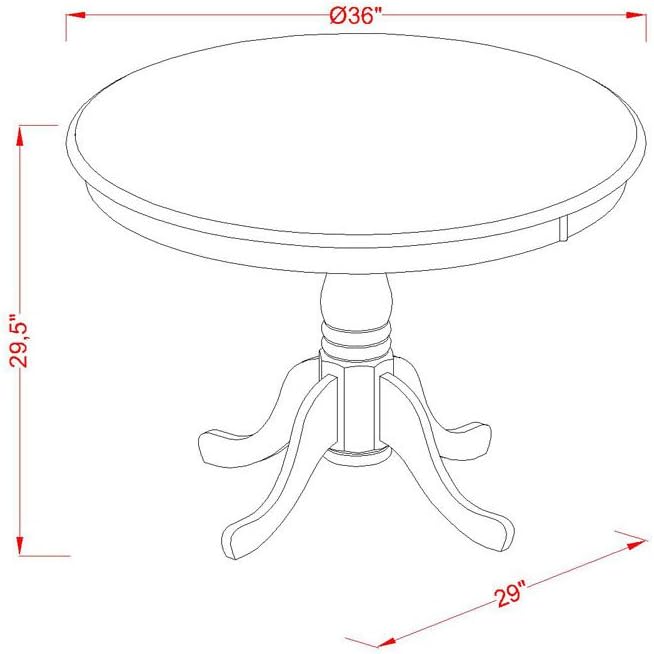 East West Furniture ANVA3-BLK-W 3 Piece Kitchen Table Set for Small Spaces Contains a Round Dining Room Table with Pedestal and 2 Dining Chairs, 36x36 Inch, Black