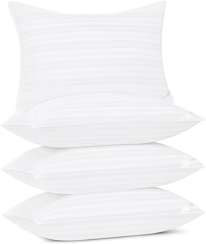 downluxe Standard Size Pillows Set of 4 – Premium Down Alternative Bed Pillows for Back, Side & Stomach Sleepers, White