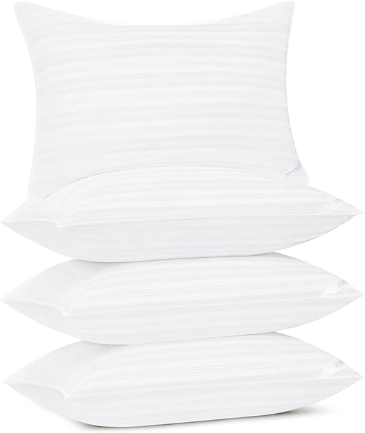 downluxe Standard Size Pillows Set of 4 – Premium Down Alternative Bed Pillows for Back, Side & Stomach Sleepers, White