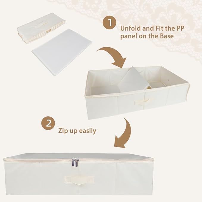 Large Wedding Dress Storage Box - Beige Preservation Box with 30Pcs Acid-free Tissue Paper