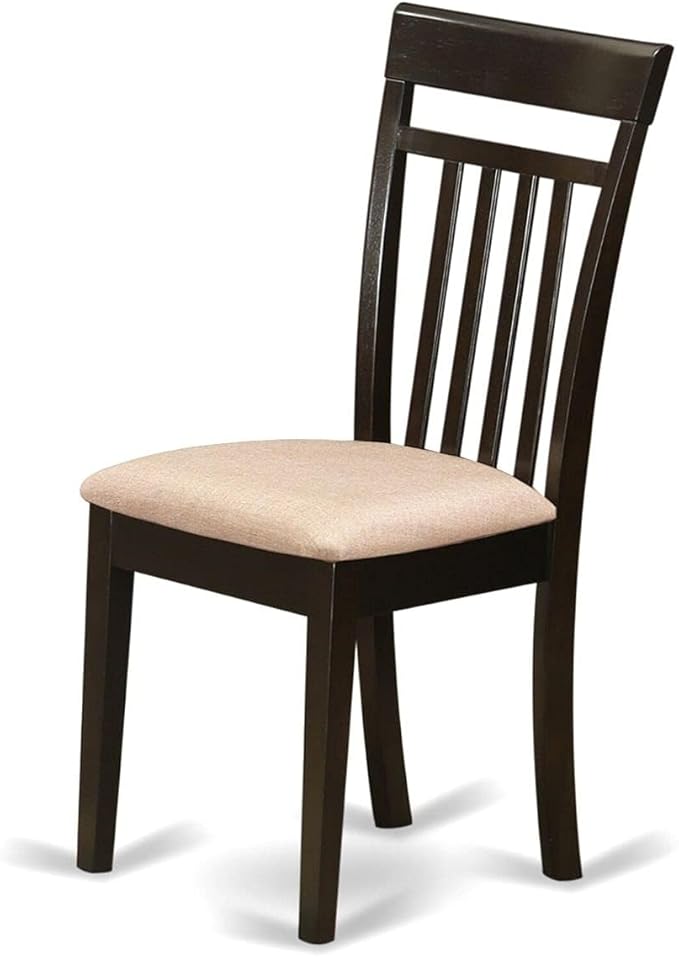 East West Furniture CAC-CAP-C Capri Dining Room Chairs - Linen Fabric Upholstered Solid Wood Chairs, Set of 2, Cappuccino