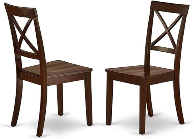 East West Furniture DLBO3-MAH-W 3 Piece Modern Dining Table Set Contains a Round Wooden Table with Dropleaf and 2 Dining Room Chairs, 42x42 Inch, Mahogany
