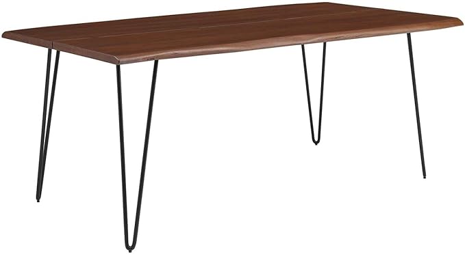 Modway Ardor 74" Live Edge Acacia Wood Rectangular Dining Table in Black Walnut