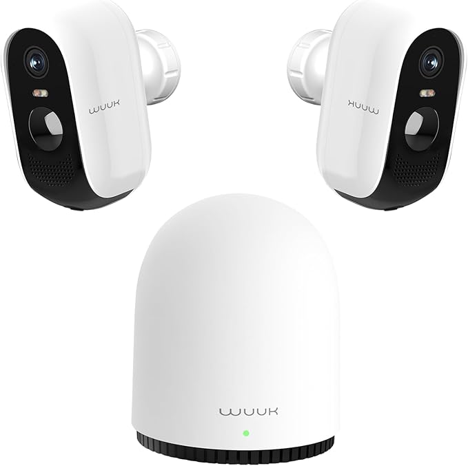 WUUK Security Cameras Wireless Outdoor, Indoor Home Surveillance System, 2K, No Monthly Fee, Motion Alert, Night Vision, 2.4/5 GHz WiFi, 32G Local Storage, Compatible with Alexa & Google, 2-Camera Kit