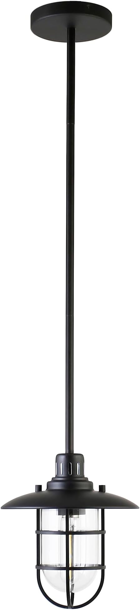 Bay 8.25" Wide Lantern Pendant with Glass/Metal Shade in Blackened Bronze/Clear