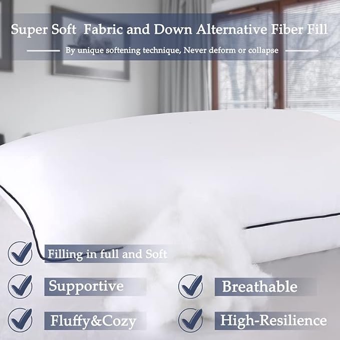 Opposy Bed Pillows for Sleeping 2Pack Medium Firm, King Size Set of 2, Cooling Pillows Hotel Quality with Premium Soft Down Alternative Fill for Back, Stomach or Side Sleepers（Pack of 2）