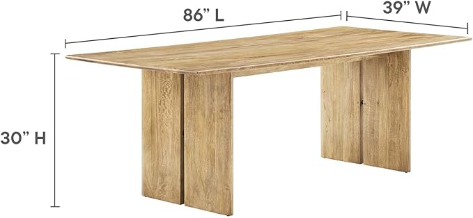 Modway Amistad 86" Solid Wood Modern Farmhouse Rectangular Dining Table in Oak