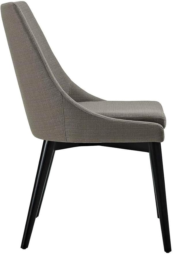 Modway Viscount Mid-Century Modern Upholstered Fabric Two Kitchen and Dining Room Chairs in Granite