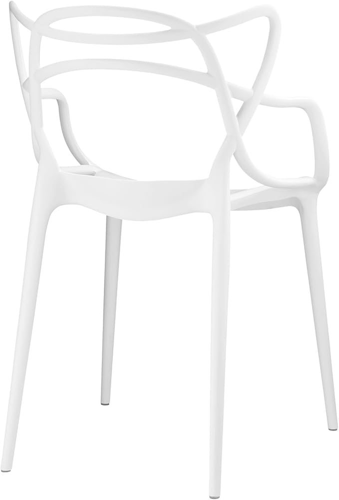 Modway Entangled Modern Molded Plastic Kitchen and Dining Room Arm Chair in White - Fully Assembled