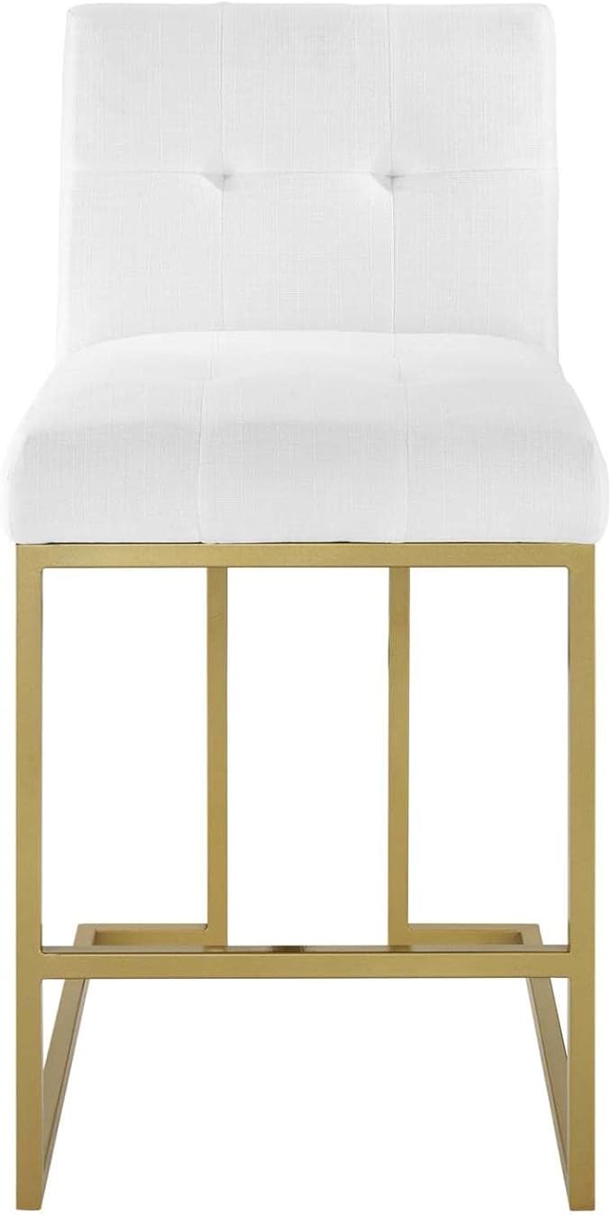 Modway EEI-3852 Privy Stainless Steel Upholstered Fabric Counter Stool, Gold White