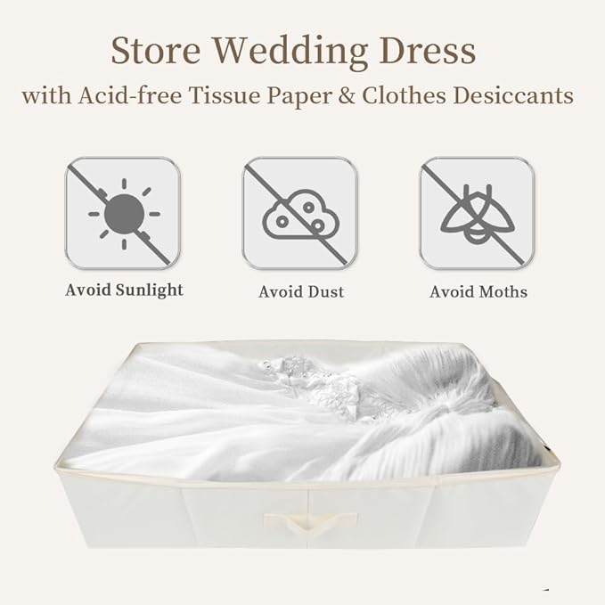 Wedding Dress Storage Box: Dresses Preservation Bag with 30Pcs Acid-free Tissue Paper & Microfiber Gloves