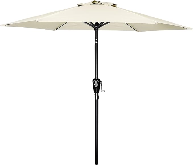 YSSOA 7.5' Patio Umbrella Outdoor Table Market Yard Umbrella with 6 Sturdy Ribs, Beige