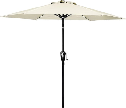 YSSOA 7.5' Patio Umbrella Outdoor Table Market Yard Umbrella with 6 Sturdy Ribs, Beige