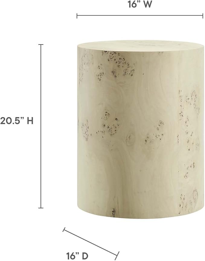Modway EEI-6271-BLB Cosmos 16" Round Burl Wood Side Table, Bleached Burl