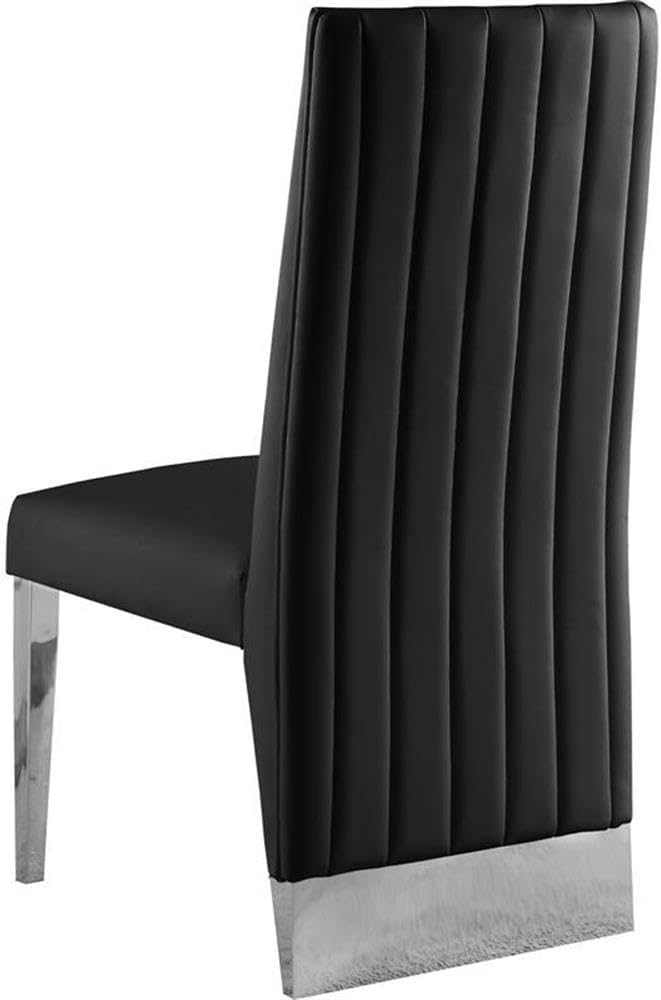 Meridian Furniture Porsha 19" H Black Vegan Leather Dining Chair (Set of 2)