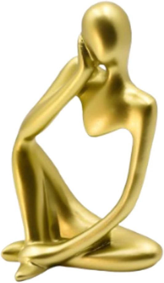 Gold Home Decor Thinker Statue Accents, Bookshelf Thinker Statue Office - Abstract Art Sculptures Coffee Table Figurine - Reading Minimalist for Coffee Table Desk for Living Room Office Bedroom (Gold)