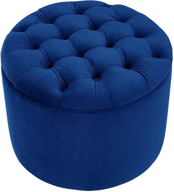 Tov Furniture Queen Navy Velvet Storage Ottoman