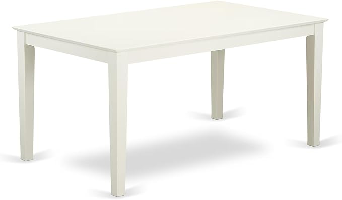 East West Furniture CAVA5-LWH-C 5 Piece Dining Room Furniture Set Includes a Rectangle Kitchen Table and 4 Linen Fabric Upholstered Dining Chairs, 36x60 Inch, Linen White