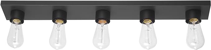 Globe Electric 5-Light Vanity Light, Matte Black, Modern Glam, Bathroom Fixture, Horizontal Vertical Mount, 52088