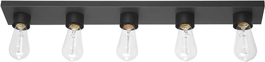 Globe Electric 5-Light Vanity Light, Matte Black, Modern Glam, Bathroom Fixture, Horizontal Vertical Mount, 52088