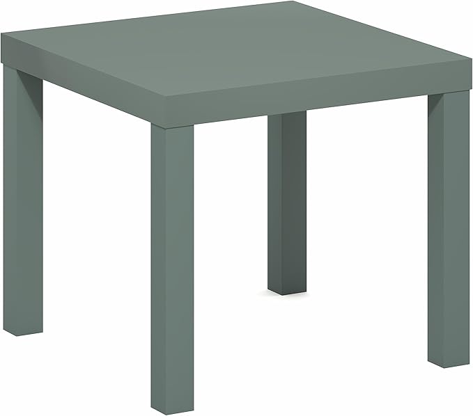 Furinno Classic Side Table, Square Modern End Table with 1.8" Triple Thick Tabletop, Simple Night Stand, Bedside Table, Toolless Assembly, for Living Room, Bedroom, Sage Green