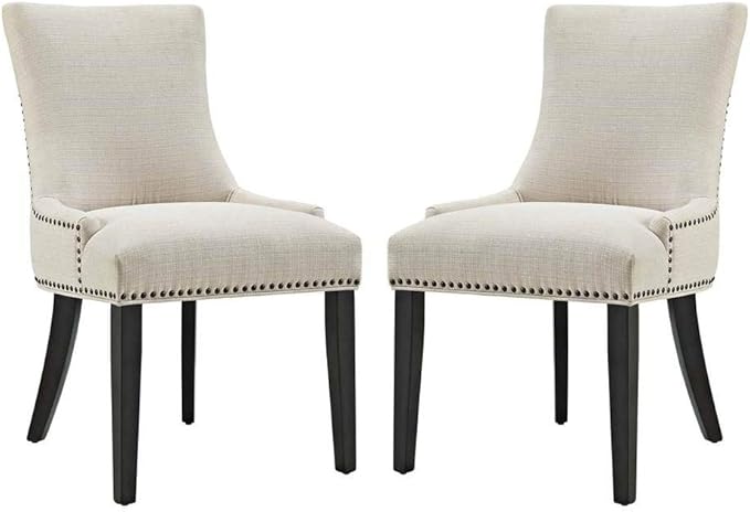 ModwayEEI-2746-BEI-SETMarquisModern Elegant Upholstered Fabric Parsons Dining Side Chair With Nailhead Trim And Wood LegsSet of 2Beige