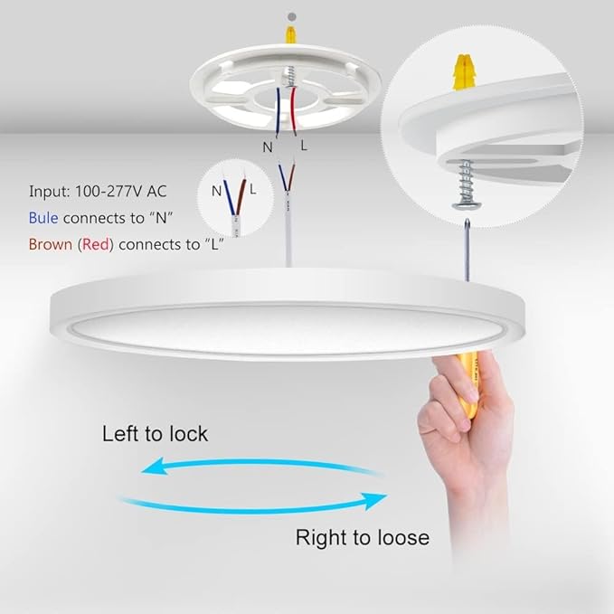 LightingWill 8.9 Inch LED Flush Mount Ceiling Light Fixture, 4000K Nurture White, 1800LM, 18W, Flat Modern Round Lighting Fixture, 180W Equivalent White Ceiling Lamp for Kitchens, Bedrooms.etc.