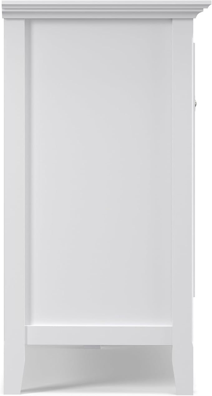 SIMPLIHOME Amherst Storage Cabinet - 66 inch Wide Solid Wood 4-Shelf Sideboard Cabinet in White, Transitional Buffet for Living Room or Dining Room with 4 Doors and Adjustable Shelves