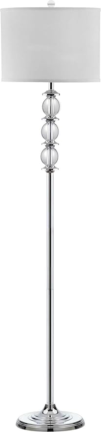 SAFAVIEH Lighting Collection Riga Clear Crystal/ Chrome 60-inch Living Room Bedroom Home Office Standing Floor Lamp (LED Bulb Included)