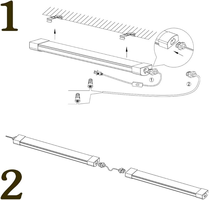 Airand Utility LED Light with Plug 2PCS Linkable Fixture 2FT 4FT Water-Proof Tube Light 5000K Under Cabinet Lighting,LED Closet Lights 18W for Workbench Kitchen Garage Workshop