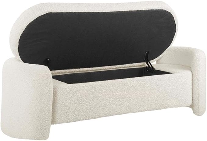Modway Nebula Boucle Upholstered Storage Bench in Ivory
