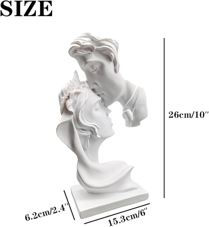 Kiss Statues,Resin Statue Ornaments, Abstract Style Sculptures, Valentine's Day, Living Room Dining Desk Decorations,Bookshelf Decorative Objects,Modern Home Decor(White)