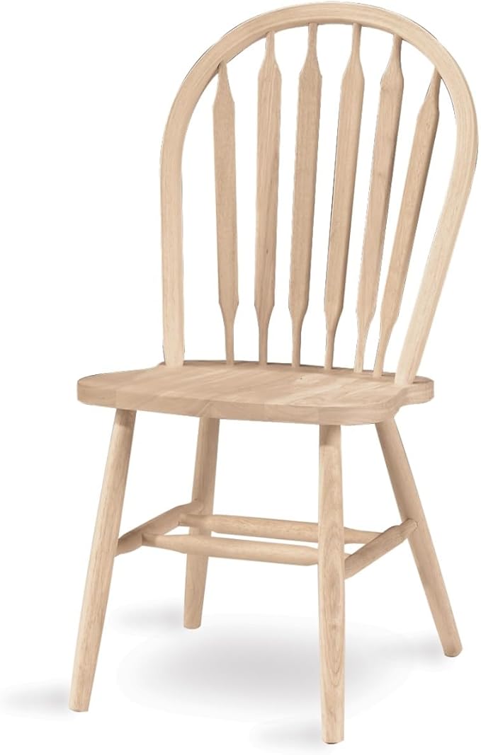 Solid Wood Windsor ArrowBack Dining Chair with Plain Legs, Unfinished