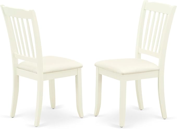 East West Furniture DAC-LWH-C Danbury Dining Room Chairs - Linen Fabric Upholstered Wooden Chairs, Set of 2, Linen White