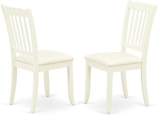 East West Furniture DAC-LWH-C Danbury Dining Room Chairs - Linen Fabric Upholstered Wooden Chairs, Set of 2, Linen White