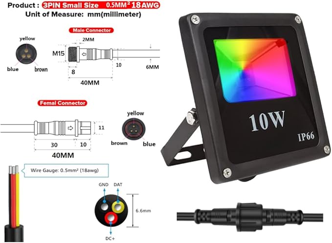 LED Flood Lights,10W RGB Smart floodlight,WS2811 led Pixel Flood Light, led addressable Pixel floodlight DC12-24VInput IP65,X-Connect ；for Party/Outdoor Decorations/Garden/Stage Lighting