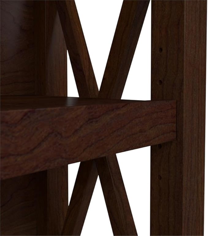 Bush Home Key West 5 Shelf Bookcase - Set of 2 | Tall Bookshelves in Bing Cherry | Sturdy Display Shelves for Library, Living Room, and Home Office