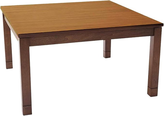 BJDesign Kotatsu - Japanese Heated Table - Wooden Chabudai Furniture with 120V Electric Heater - Low-Lying Dining and Work Desk with Temperature Control Knob (29x29in, Brown)