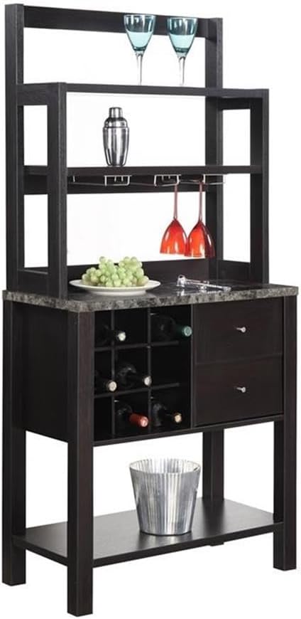 Convenience Concepts Newport Serving Bar, Espresso/Faux Marble