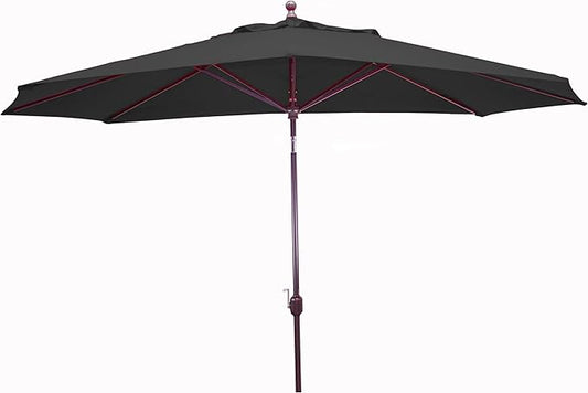 Galtech Premium 11 FT Black Sunbrella Umbrella, Oval Market Canopy 96 in X 132 in, Auto Tilt Outdoor Umbrella for Patio Pool Deck Backyard